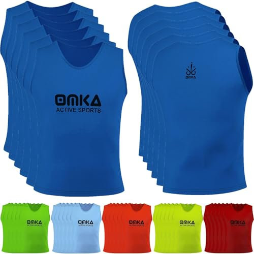 OMKA Leibchen Trainingsleibchen – Markierungshemd für Team Sport, Fussball, Jogging, Hocky, Handball in Gelb, Rot, Grün, Orange, Blau für Herren, Kinder & Damen - ideal für Teams Large - Königsblau