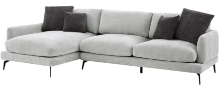 Vente-unique-Ecksofa - Ecke Links - Strukturstoff - Hellgrau - ROCALTA