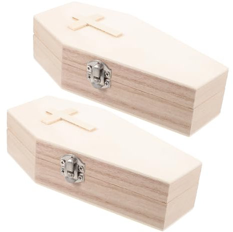 LIFKICH 2 Stück Sargbox Für Halloween Gruselige Sargformige Kasten Kleine Sargbox Aus Holz Für Schmuck Aufbewahrung