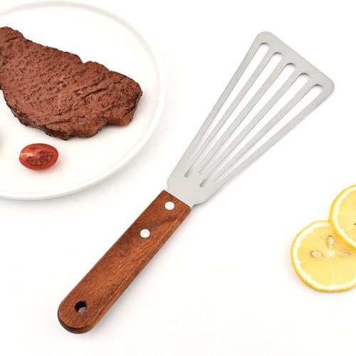 Stainless Steel Fish Spatula Teppanyaki spatulas Metal Spatula for Kitchen Use for BBQ Grill Flat Top Commercial Grade