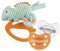 Chicco Set Massaggiagengive e 2 Gommotti Luxe 6-16 Mesi, Massaggiagengive Neonato, Trillino Camaleonte, Anello in Plastica Morbida, PhysioForma Gommotto Luxe, Ciucci in Silicone Morbidi e Delicati