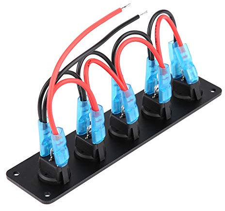 Panneau D'interrupteur à Bascule LED Bleu 12V à 24V, 5 Gangs, pour Camping-car, Bateau, Yacht, Marine, Panneau en Aluminium
