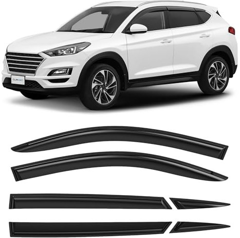 CLIM ART Windabweiser für/kompatible mit Hyundai Tucson Zubehör 2015-2020 TL - Stick-on Regenabweiser - Autofenster Sonnen-&Regenschutz - Windabweiser Autofenster - Einfache Montage - Garantie 6 Set