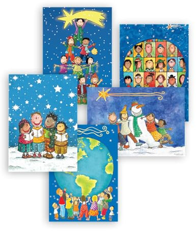 Unicef Weihnachtspostkarten Set (10 St., 5 Motive) Kinder Wir sind eins - Spendenkarten Premium Postkarten - hochwertige Postkarten made in Germany 14,8 x 10,5 cm