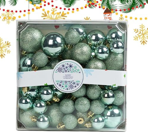 Hellgrüne ABS-Weihnachtsbaumkugel-Dekorationen zum Aufhängen, glitzernde Kugel für Baumschmuck, Weihnachtsbaumkugeln, bruchsicher, hängende Kugel, glitzernde hängende Dekorationen, Kugeln für den