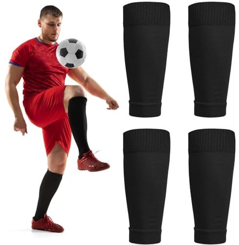 2 Pairs Football Sock Sleeves, Sock Sleeve Football, Elastic Durable Sock Sleeves for Men Women kids, Breathable Lightweight Pre Cut Football Socks for Football Games Beginner Professional Training