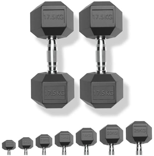 Chase Fitness Rubber Hex Dumbbell Choice from 2.5KG - 30KG (2 X 30KG)