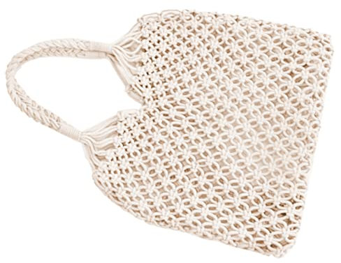 Warmhm Gestrickte Strandtasche Aus Baumwolle Große Gewebte Tragetasche Für Damen Einkauf Strand Freizeit Mit Großem Fassungsvermögen Weiß