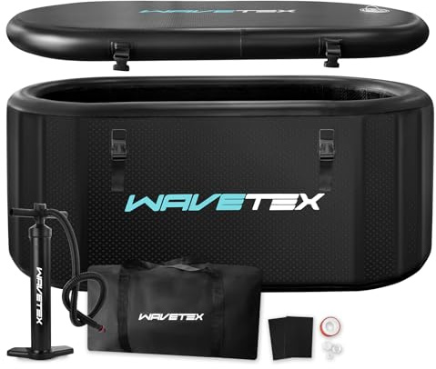 Cubo de baño de Hielo XXL, Bañera de Hielo Inflable para Atletas, Compatible con Enfriador de Agua, Portátil de recuperación de Hielo con Tapa, 150 x 76 x 72cm, Negro