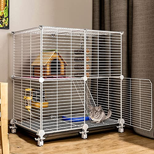 Kaninchenkäfig - Frettchen-Chinchillakäfig, Rattenkäfige Und Lebensräume, Kleintierkäfig, Haustierhaus Für Meerschweinchen, Chinchillakäfig Auf Rädern, Abnehmb,White-75 * 39 * 76cm