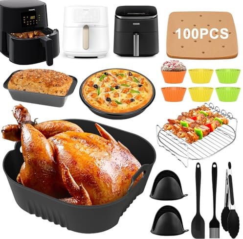 Accessori friggitrice ad aria calda per Philips Essential XL 6,2L HD9270/90, Philips 5000 Serie XXL HD9285/90, Cosori 4,7L, riutilizzabili, senza BPA, sostituisce carta da forno, Airfryer Accessori