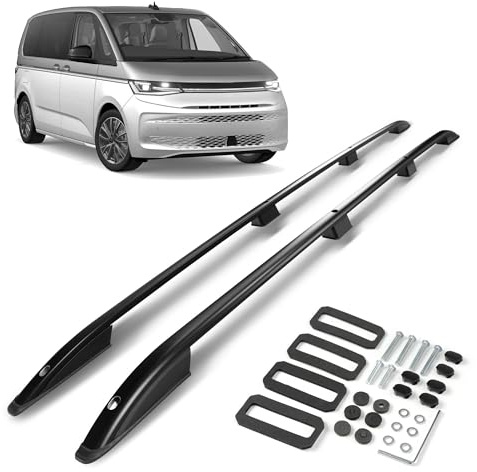 CHROMEMASTER | Dachreling Dachträger Kompatibel mit VW Multivan T7 L2 | LWB LANG 2021+; Zur Befestigung der Dachgepäckträger, Dachkörben, Dachboxen oder Dachfahrradträger | Konstruktion aus Aluminium