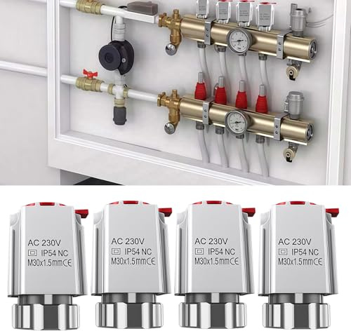 Actionneur AC 230V pour chauffage au sol, M30 x 1,5 mm Actionneur thermique électrique pour vanne de chauffage au sol pour la plupart des collecteurs pour le contrôle des zones Statut marche/arrêt