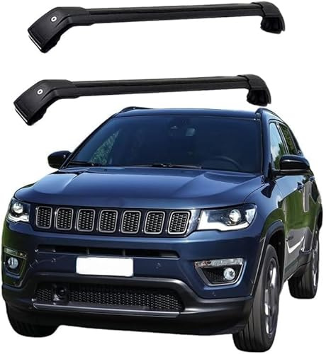 Auto Dachgepäckträger Für Jeep Compass 2017 2018 2019 2020-2023 Dachträger Grundtäger Dachbalkens Dach Schiene Rack Riegel Kreuz Bars Abschließbar Aluminium Legierung GepackträGer