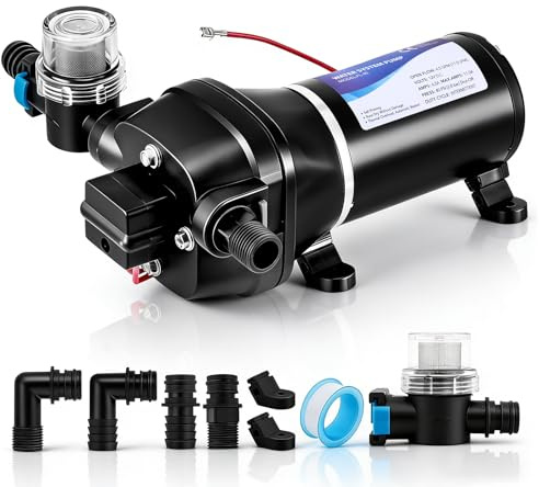 12V Water Pump Large Caravan Water Pump 4.5 GPM 45 PSI | Self-Priming Diaphragm Pump with Automatic Pressure Switch for Caravan,Campervan,Marine,Yacht,Boat,Agricultural Irrigation