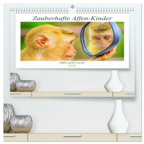 Zauberhafte Affenkinder. Süßer geht´s nicht! (hochwertiger Premium Wandkalender 2026 DIN A2 quer), Kunstdruck in Hochglanz: Niedliche kleine Wichtel zum Verlieben! (CALVENDO Tiere)