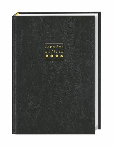 Terminer A5, Leder schwarz 2026: Schwarzer Terminkalender mit hochwertigem Kunstledereinband. Wochenplaner mit Zitaten und Lesebändchen. ... Planen von Terminen. (Kalenderbücher Heye)