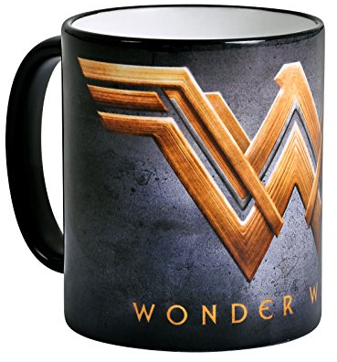 Elbenwald Wonder Woman Tasse Filmlogo Symbol Rundumdruck Keramik 320 ml grau