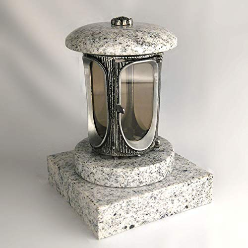 designgrab Alu Grablampe mit Granit Sockel 20x20x5 cm, aus Aluminium in Antikoptik und Granit Viscont