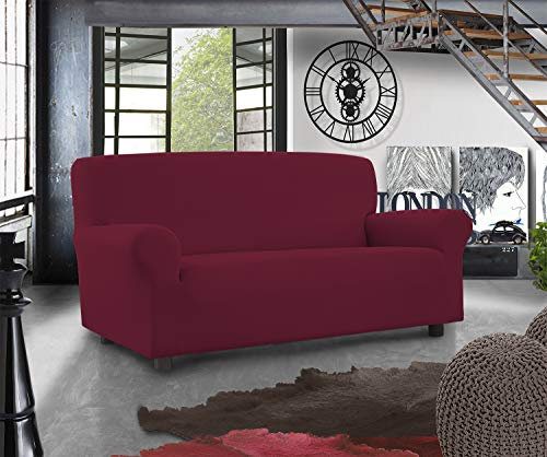 Banzaii copridivano elastico universale, fodera per divano con braccioli – 2 Posti Bordeaux – Made in Italy