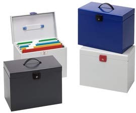 Esselte Hängemappenbox Metal, farbig Sortiert aus Metal, mit Tragegriff, inkl. 5 Registerfächer, 4 Stück (48320)