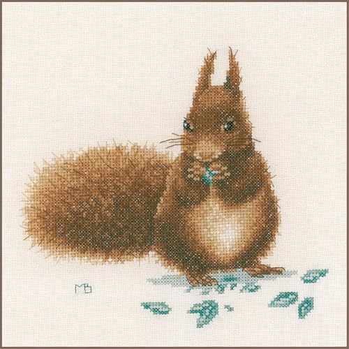 Lanarte Cross Stitch Embroidery Kits Counted Cross Stitch Pictures Set MB Squirrel Wall Decoration Handmade Set for Adults 20 x 20 cm DIY Decoration Craft Set Craftsman Creative Gift Set