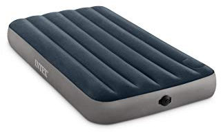 Intex 64781E Dura-Beam Standard Single-High Air Mattress: Fiber-Tech – Twin Size – 2-Step Pump – 10in Bed Height – 300lb Weight Capacity