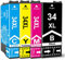 LOGASMART Kompatibel Druckerpatronen für Epson 34 34XL Druckerpatronen für WF-3720DWF WF-3725DWF XL Patronen Multipack 4-Farbig (1 Schwarz, 1 Cyan, 1 Magenta, 1 Gelb)
