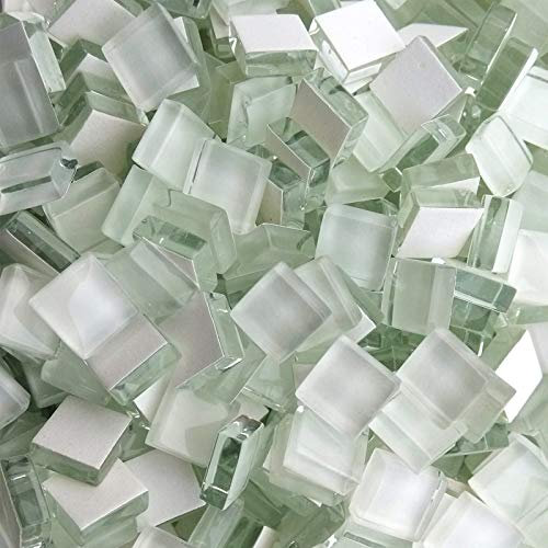 Lot de 100 carrés de mosaïque en cristal blanc pour travaux manuels, cadres photos, sous-verres faits à la main, matériau artistique, décoration 1 x 1 cm