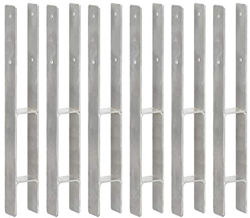 Bulufree Pfostenträger 6 STK. Silbern Pfostenanker H-Form H-Anker Pfostenträger für Carport Zaun 7×6×60 cm Verzinkter Stahl