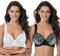 Curve Muse Reggiseno in Pizzo con Ferretto Sfoderato Taglie Forti con Spallacci Imbottiti-Confezione da 2-Nero,Bianca-5F-V2