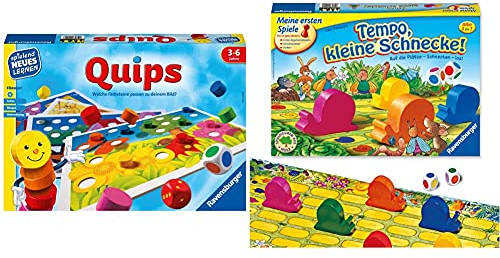 Ravensburger 24920 – Quips - Spielen und Lernen für Kinder, Lernspiel für Kinder von 3-6 Jahren & Kinderspiel Tempo kleine Schnecke, Das spannende Schneckenrennen, Brettspiel und Gesellschaftsspiel