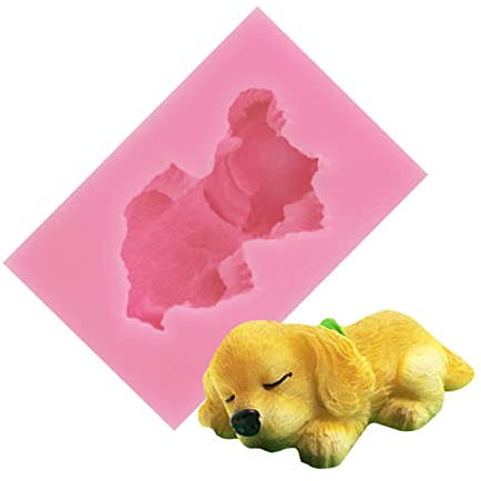 Half Forest Moldes Cachorros Silicona Molde Silicona Para Perros 3d Forma De Cachorro, Lindo, Rosa, Puede Usarse Para Jabón, Velas, Chocolate, Dulces.