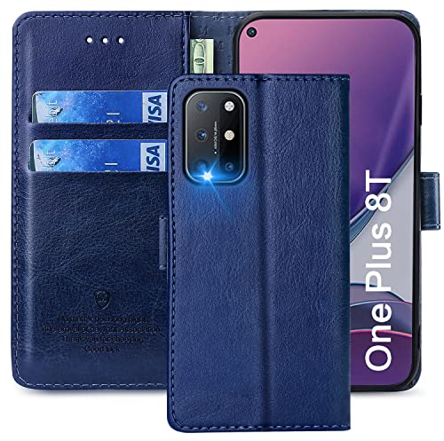 FMPCUON Hülle für OnePlus 8T Handyhülle [Standfunktion] [Kartenfach] [Magnetverschluss] Tasche Flip Case Schutzhülle lederhülle klapphülle für OnePlus 8T Blau