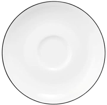 Seltmann Weiden Lido Black Line Lot de 6 soucoupes à expresso rondes avec bord noir, diamètre : 12 cm, en porcelaine, blanches
