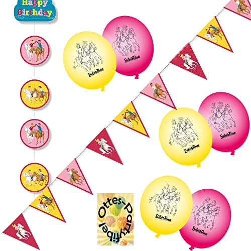 HHO Bibi Und Tina Pferde-Hof-Party-Set Deko-Set Wimpelkette + Luftballon + Deckenhänger