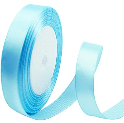 POPOYU Satinband Himmelblau 15mm,23Meters Dekoration Präsent Geschenkband Breit Schleifenband, Stoffband für Kleid Hochzeit, Taufe und Geburtstag Geschenke,Satin Dekoband, Deko Band Geschenkverpackung