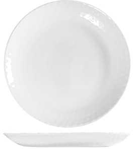 HOME Arc Pampille Set 6 Piatti Frutta in Opale Bianco, 19cm, Effetto Diamantato