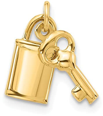 Halskette mit Schloss und Schlüsselanhänger, 5,9 mm, 14 Karat, poliert, Schmuck, Geschenke für Frauen, Metall