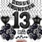 Schwarz 13. Geburtstag Dekoration, Luftballon 13. Geburtstag Deko, Schwarz Tortendeko 13 Jahre Junge, Deko 13. Junge Mädchen, Deko 13. Ballons