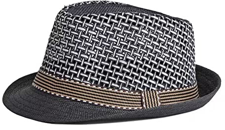 QI YUAN Fedora Hut Herren Sommer Strandhut aus Papierstroh Sonnenhut Panama Hut 58CM