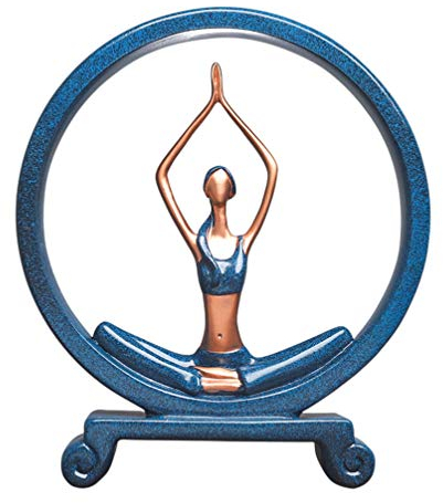 Milisten Yoga-Mädchen Harz-Statue Yoga-Frau Im Kreis Sitzend Figur Meditierend Yoga- Statue Skulptur Modern Ästhetisch Dekoration Für Bücherregal Büro Desktop A