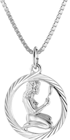 trendor Jungfrau Sternzeichen Halskette Silber 925 modischer Tierkreiszeichen Anhänger für Damen, Halsschmuck aus Sterlingsilber 15360-09-45 45 cm
