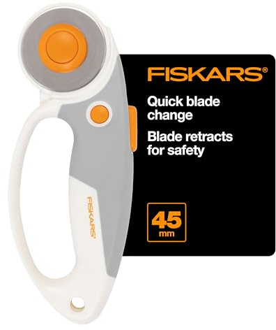 Fiskars Loop Rotary Cutter, Titanium 45mm Blade, Ideal for Cutting Multiple Layers, For Fabric, Felt, Vinyl and Crafts, Softgrip Handle