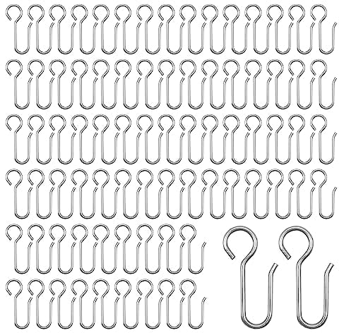 HLIWS 80 Pezzi Ganci per tende,Ganci tenda doccia,Argento Ganci per Tende Pesanti,per Tende Pesanti Tenda Della Doccia e Tenda Della Porta(40x20mm)
