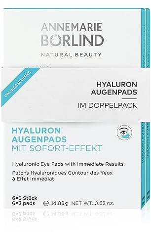 ANNEMARIE BÖRLIND Hyaluron Augenpads mit Sofort-Effekt (12 x 2 Stk.) im XXL Pack- Gegen Erste Fältchen & Linien, Intensive Feuchtigkeitspflege, Für Strahlende Augen, Vegan