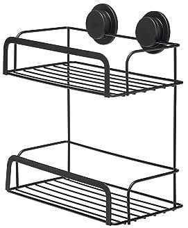 Croydex Stick 'n' Lock 2 Tier Cosmetic Basket Matt Black