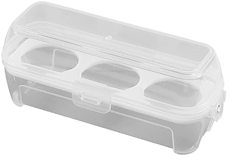 AMZLORD Eierbox for 3 Eier mit Deckel, Stapelbar Pflegeleicht Kühlschrank Eierbehälter Kunststoff Eierspender Halter Hülle, Tragbarer Eierwagen Behälter Organizer
