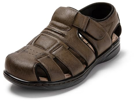 JOMIX Sandales de Randonnée Homme Cuir Sandales Homme Chaussures de Sport Homme Bout fermé pour Mer Piscine Plage (Kaki, 42)