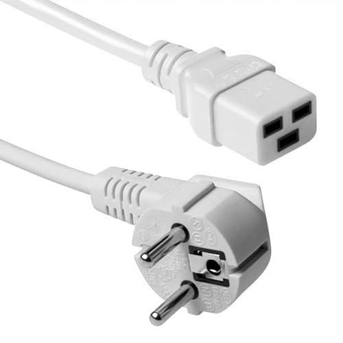 ACT C19 auf CEE 7/7 Kaltgerätekabel 0,6m, Weiß -AK5413 | für Server,Netzwerk-Switches, PDU, USV Stromversorgung